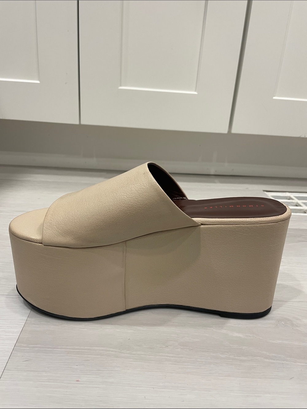 Simon Miller ‘Blackout’ Platform in Light Beige Vegan Leather Sandals Size 40 - Picture 10 of 14